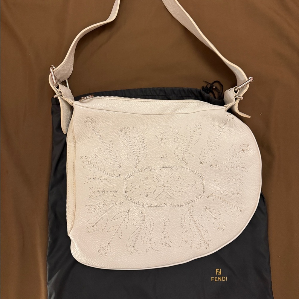 Fendi Oyster Embroidered Shoulder Bag